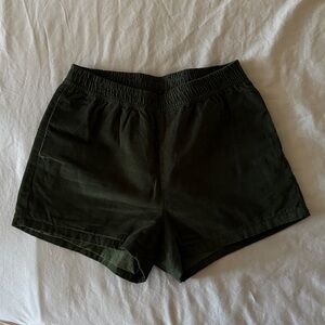 High Waist Women's Shorts in Dark Green